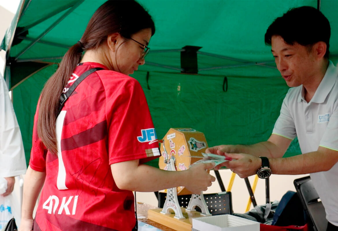 CFB×いわてグルージャ盛岡 「飯岡駅からごみ拾い大作戦」&「ごみ袋配布大作戦」